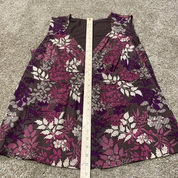 a.n.a Sleeveless Floral Tunic Blouse V-Neck Brown Purple Pink XXL 2X Lined Rayon - Picture 8 of 11